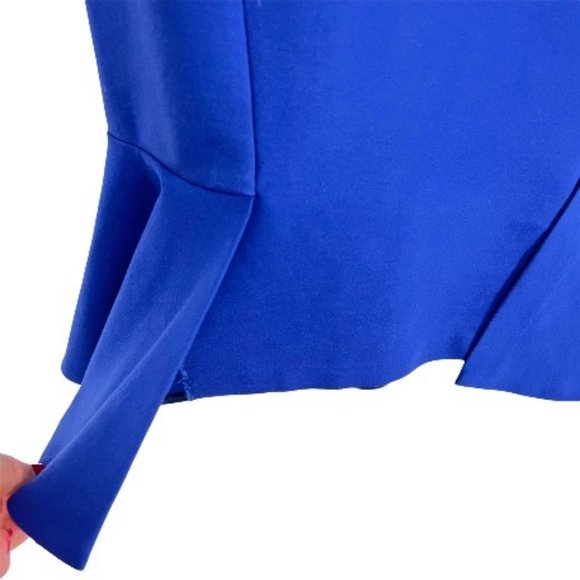 Rebecca Taylor Cold Shoulder Peplum Hem Midi Dress Blue Size 4 - Picture 4 of 7